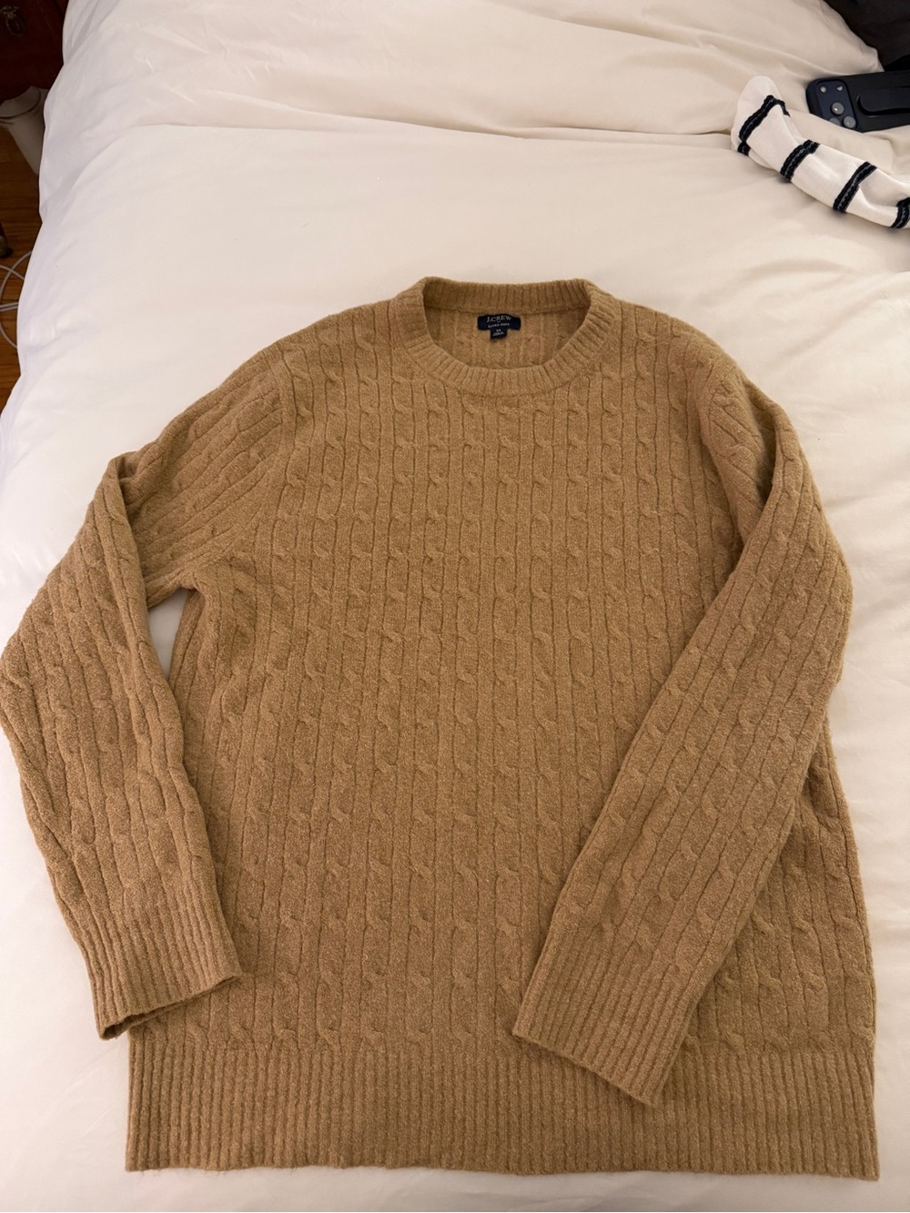 J.Crew Cable-Knit Extra Soft Crewneck Sweater Cotton, Medium
